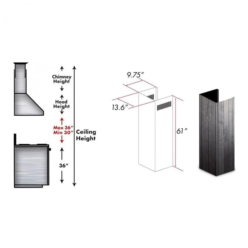 ZLINE 61" Wooden Chimney Extension, Ceilings up to 12 ft. (KPDD-E) by Farmhouse Kitchen and Bath