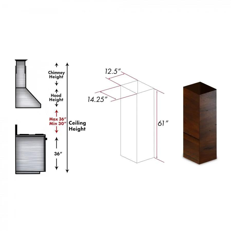 ZLINE 61" Wooden Chimney Extension, Ceilings up to 12.5 ft. (KBiRR-E) by Farmhouse Kitchen and Bath