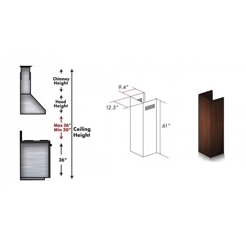 ZLINE 61" Wooden Chimney Extension for Ceilings up to 12.5', KBAR-E by Farmhouse Kitchen and Bath