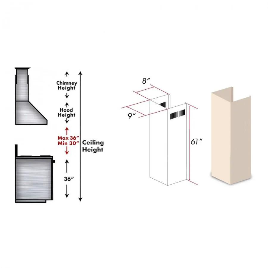 ZLINE 61" Wooden Chimney Extension for Ceilings up to 12.5', KBUF-E by Farmhouse Kitchen and Bath