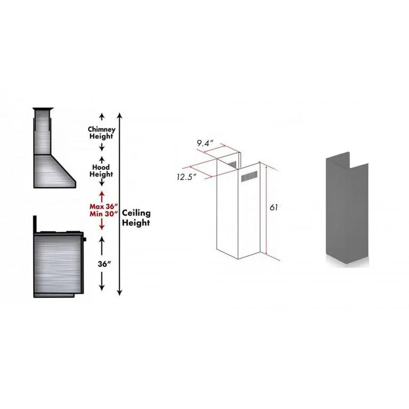ZLINE 61" Wooden Chimney Extension for Ceilings up to 12.5', KBUU-E by Farmhouse Kitchen and Bath