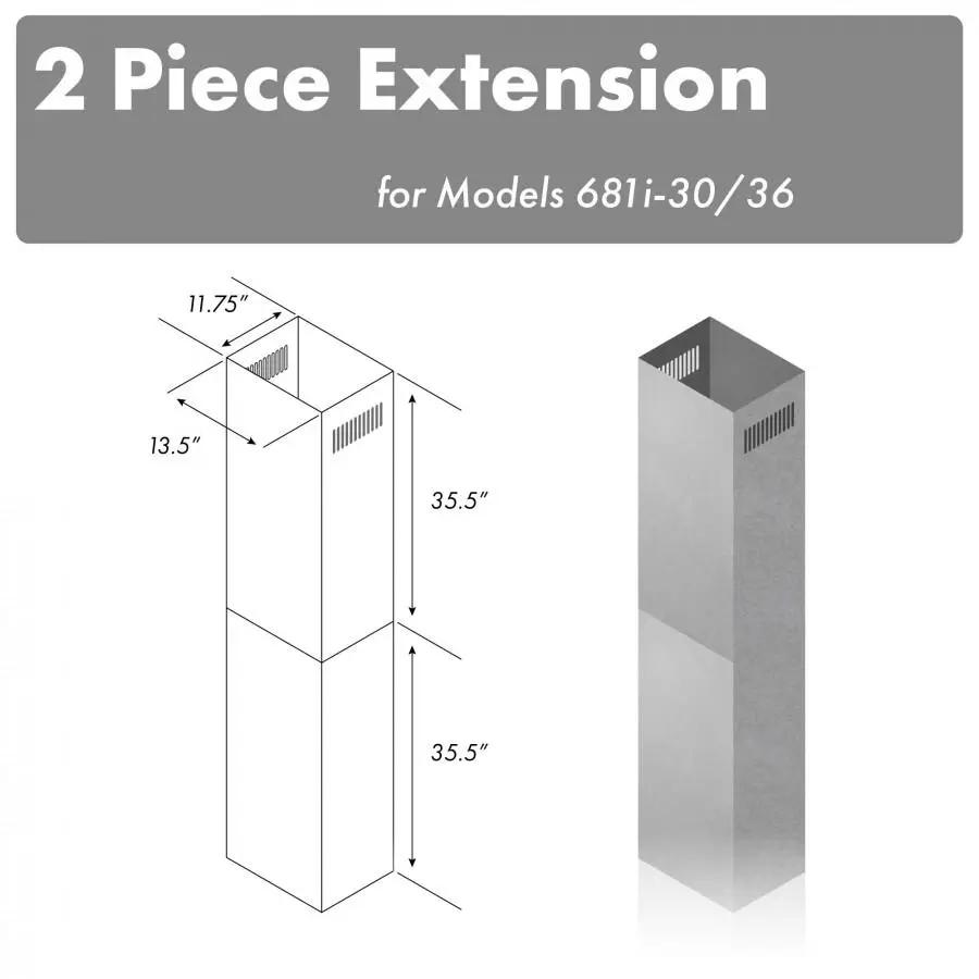 ZLINE 71" Extended Chimney, 2PCEXT-681i-30/36 by Farmhouse Kitchen and Bath