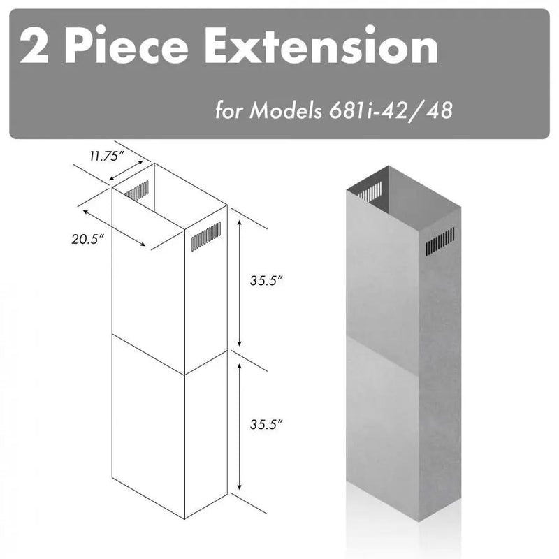 ZLINE 71" Extended Chimney, 2PCEXT-681i-42/48 by Farmhouse Kitchen and Bath