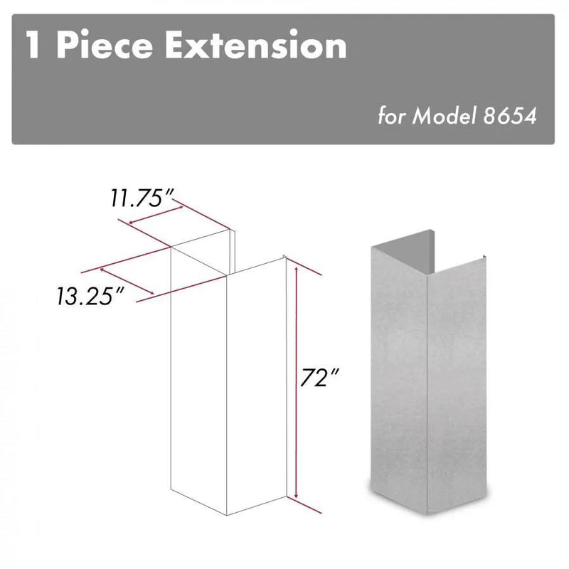 ZLINE 72 in. Extended Chimney and Crown, 8654-E by Farmhouse Kitchen and Bath