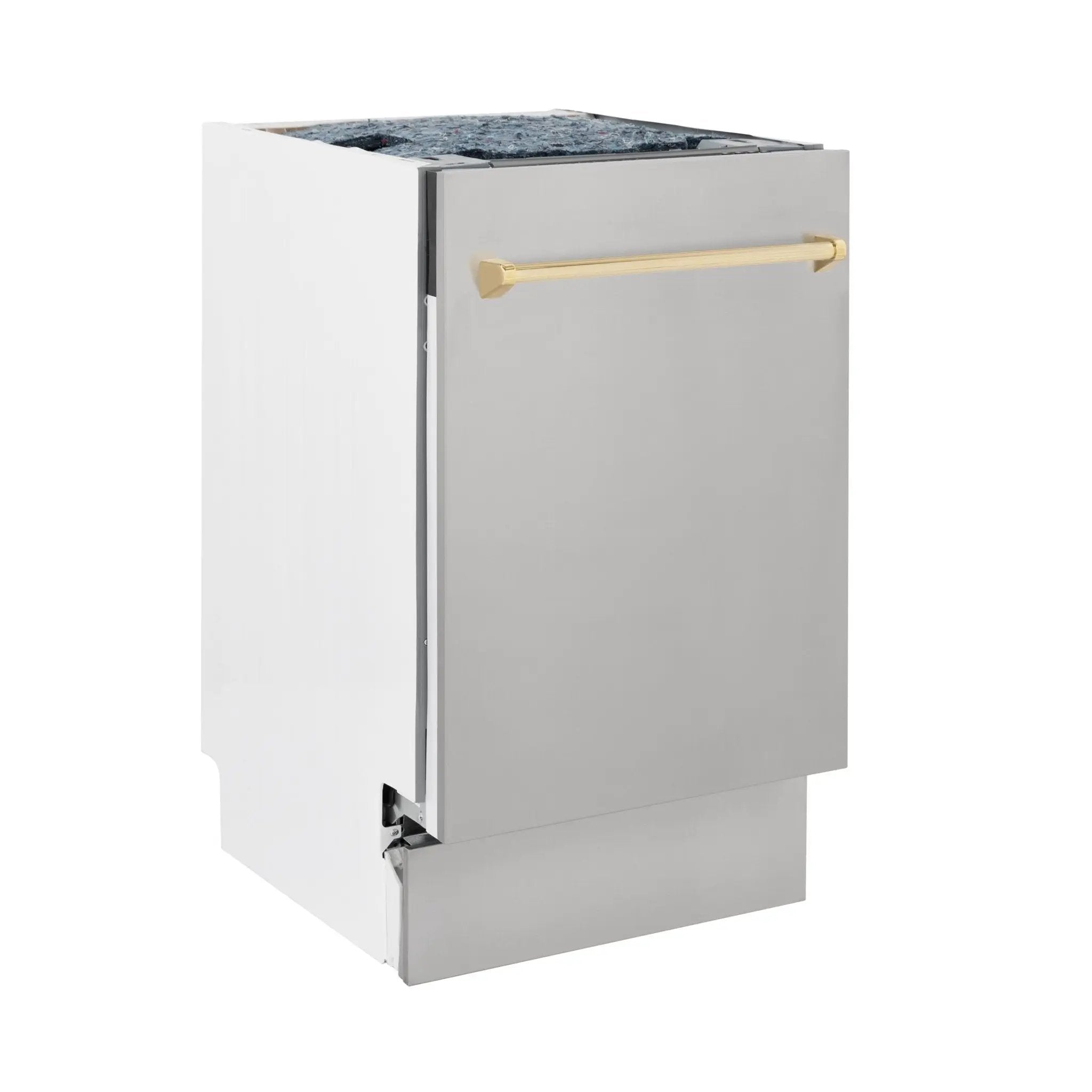ZLINE Autograph 18" Dishwasher Stainless Door, Gold Handle DWVZ-304-18-G by Farmhouse Kitchen and Bath
