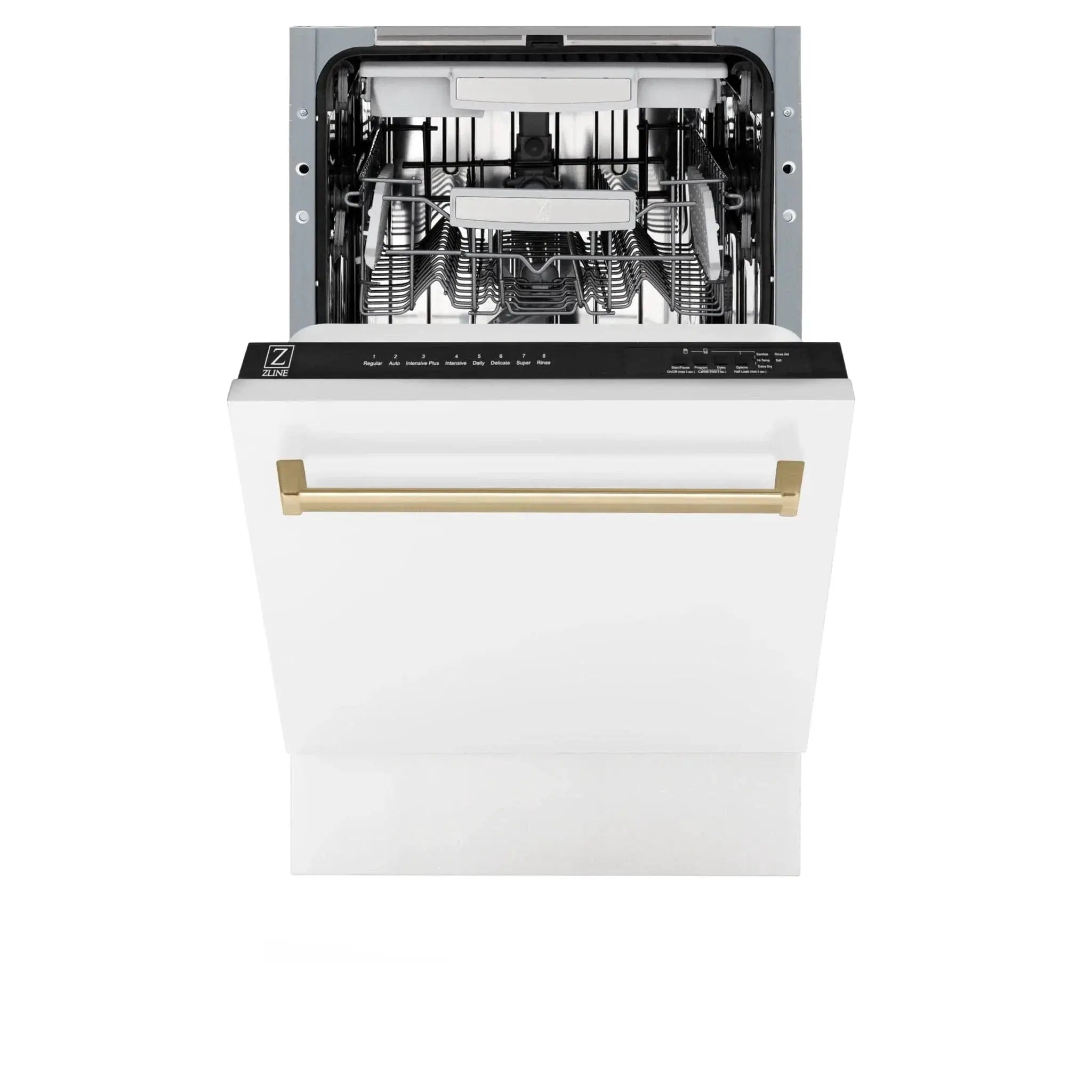 ZLINE Autograph 18" Dishwasher White Door, Bronze Handle DWVZ-WM-18-CB by Farmhouse Kitchen and Bath