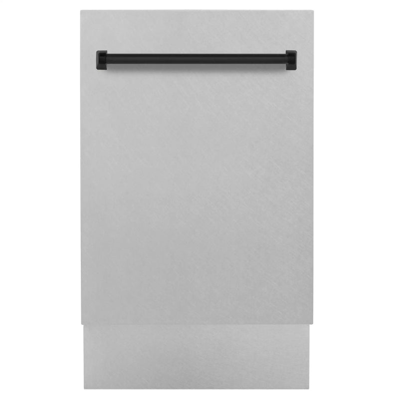 ZLINE Autograph 18" DuraSnow Dishwasher, Black handle DWVZ-SN-18-MB by Farmhouse Kitchen and Bath
