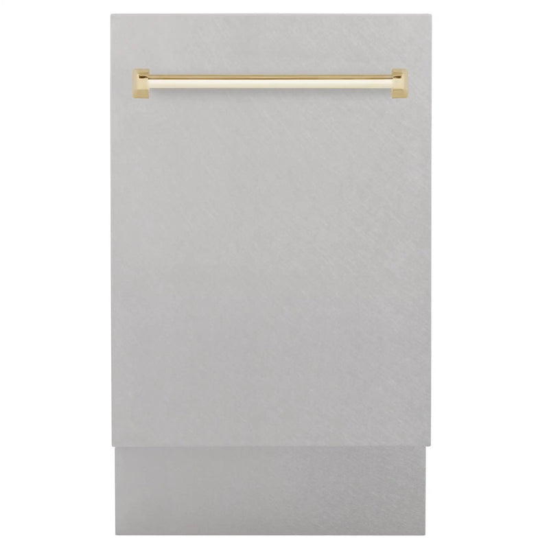 ZLINE Autograph 18" DuraSnow Dishwasher, Gold Handle DWVZ-SN-18-G by Farmhouse Kitchen and Bath