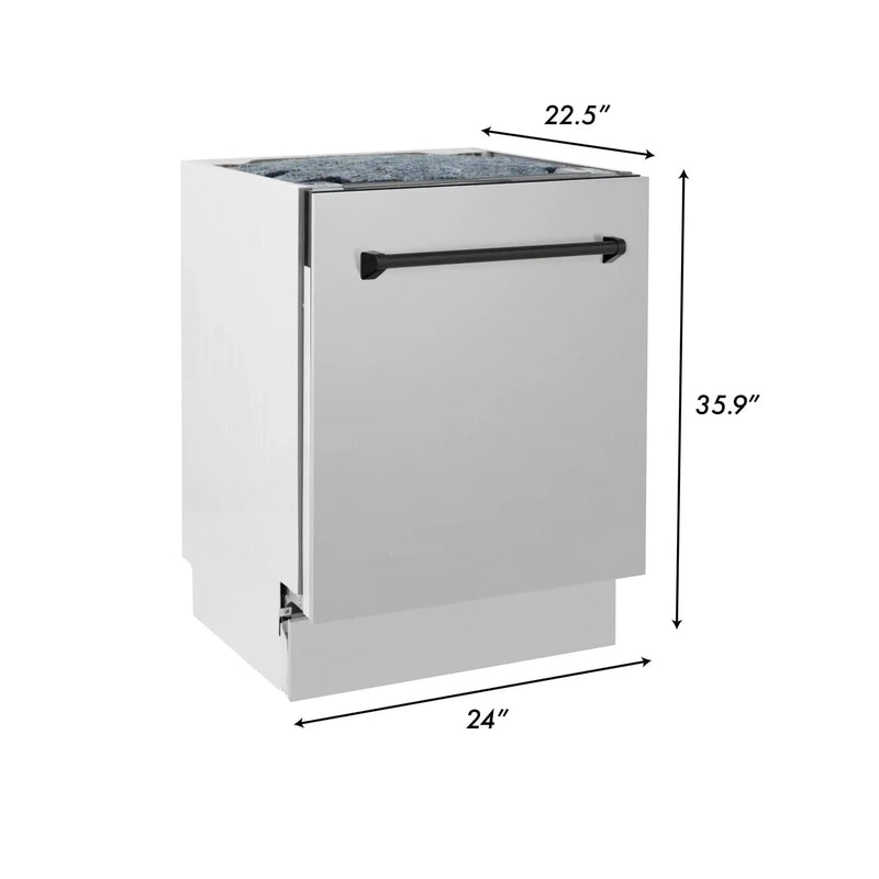 ZLINE Autograph 24" Dishwasher Stainless Door, Matte Black Handle DWVZ-304-24-MB by Farmhouse Kitchen and Bath