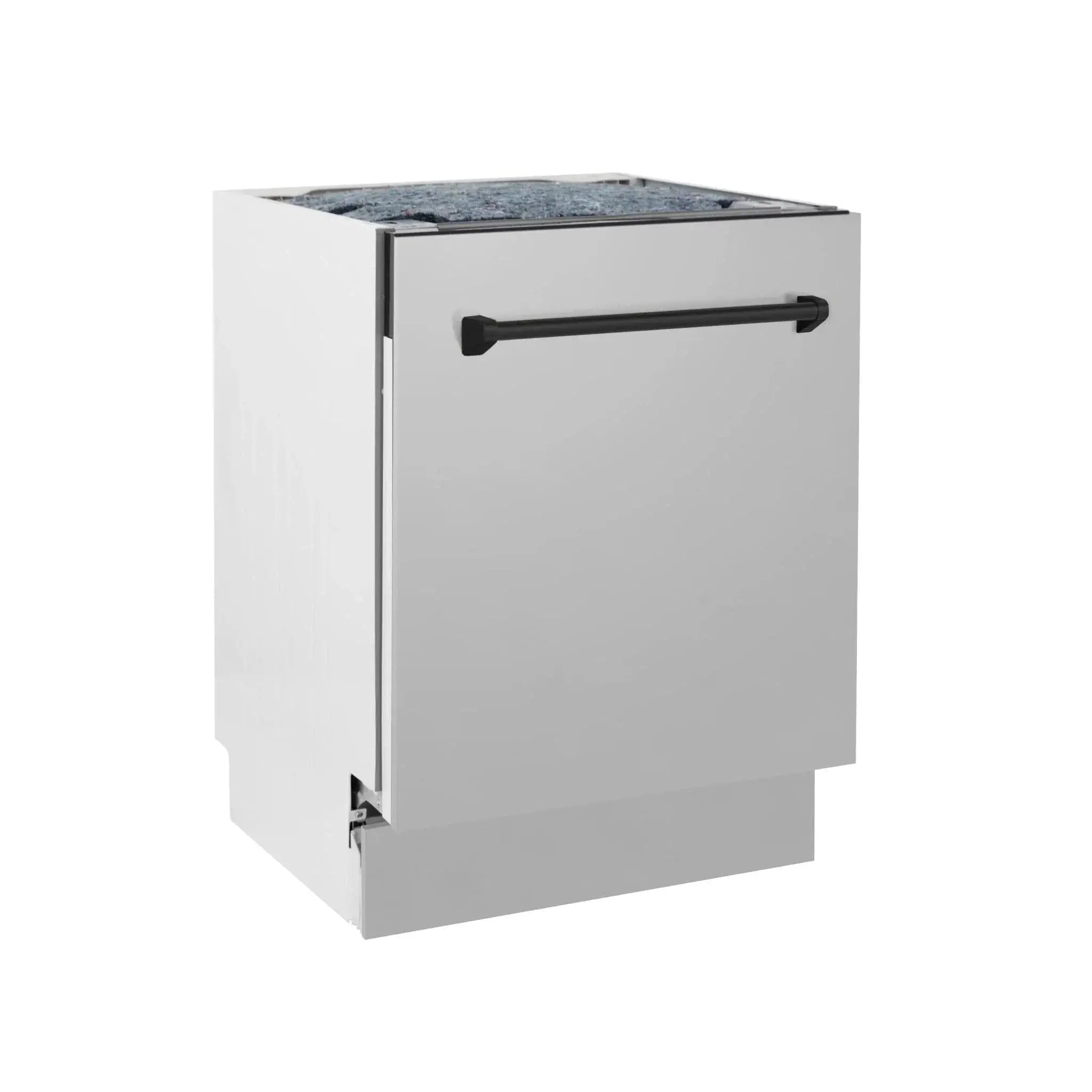 ZLINE Autograph 24" Dishwasher Stainless Door, Matte Black Handle DWVZ-304-24-MB by Farmhouse Kitchen and Bath