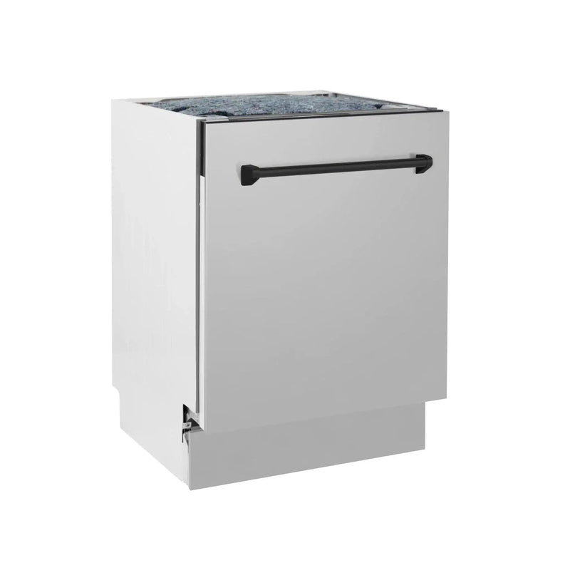 ZLINE Autograph 24" Dishwasher Stainless Door, Matte Black Handle DWVZ-304-24-MB by Farmhouse Kitchen and Bath