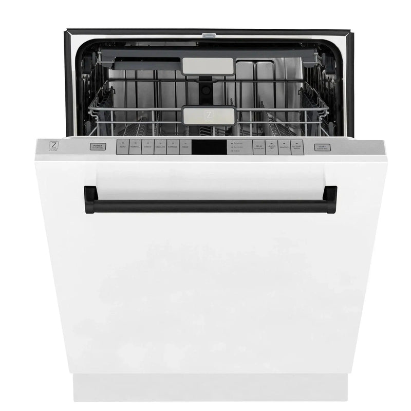 ZLINE Autograph 24" Dishwasher White Door, Black Handle DWMTZ-WM-24-MB by Farmhouse Kitchen and Bath