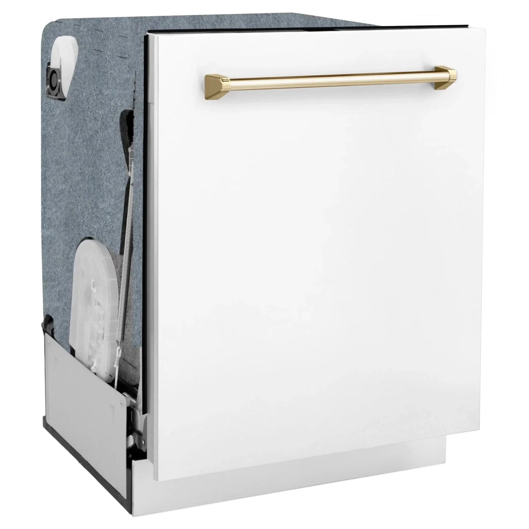 ZLINE Autograph 24" Dishwasher White Door, Gold DWMTZ-WM-24-G by Farmhouse Kitchen and Bath