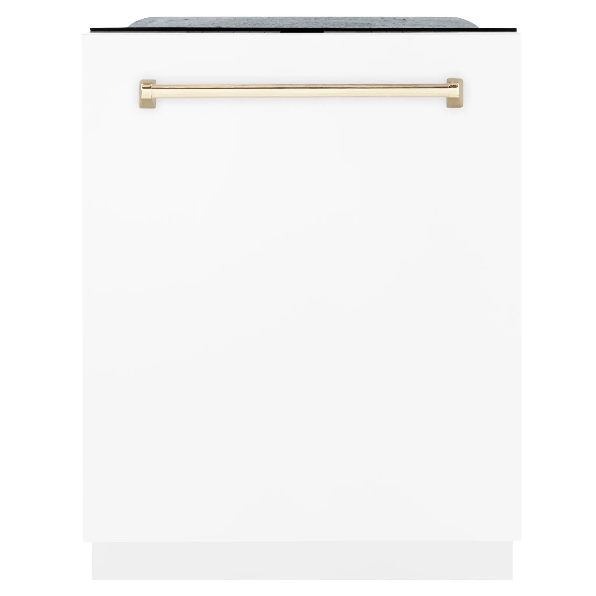 ZLINE Autograph 24" Dishwasher White Door, Gold DWMTZ-WM-24-G by Farmhouse Kitchen and Bath