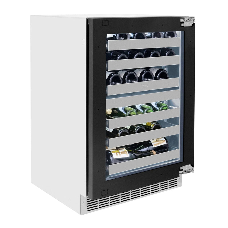 ZLINE Autograph 24 in. Dual Zone 44 Bottle Wine Cooler With Panel Ready Glass Door And Champagne Bronze Handle RWDPOZ-24-CB by Farmhouse Kitchen and Bath