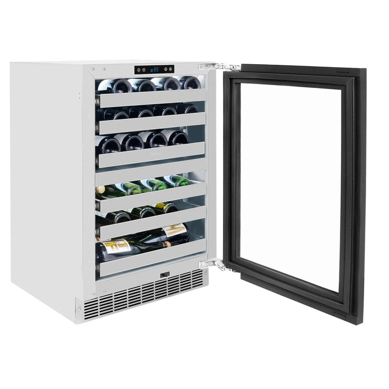 ZLINE Autograph 24 in. Dual Zone 44 Bottle Wine Cooler With Panel Ready Glass Door And Champagne Bronze Handle RWDPOZ-24-CB by Farmhouse Kitchen and Bath