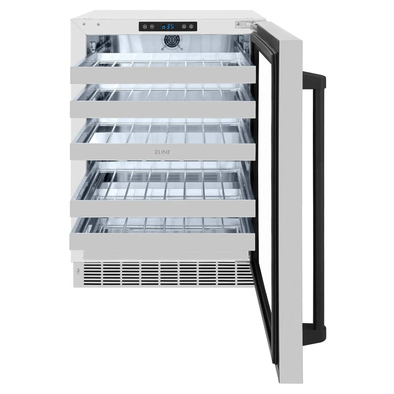 ZLINE Autograph 24 in. Dual Zone 44 Bottle Wine Cooler With Stainless Steel Glass Door And Matte Black Handle RWDOZ-GS-24-MB by Farmhouse Kitchen and Bath