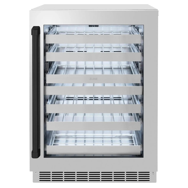 ZLINE Autograph 24 in. Dual Zone 44 Bottle Wine Cooler With Stainless Steel Glass Door And Matte Black Handle RWDOZ-GS-24-MB by Farmhouse Kitchen and Bath