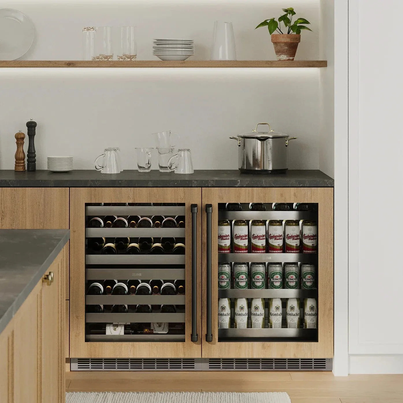 ZLINE Autograph 24 in. Dual Zone 44 Bottle Wine Cooler With Stainless Steel Glass Door And Matte Black Handle RWDOZ-GS-24-MB by Farmhouse Kitchen and Bath