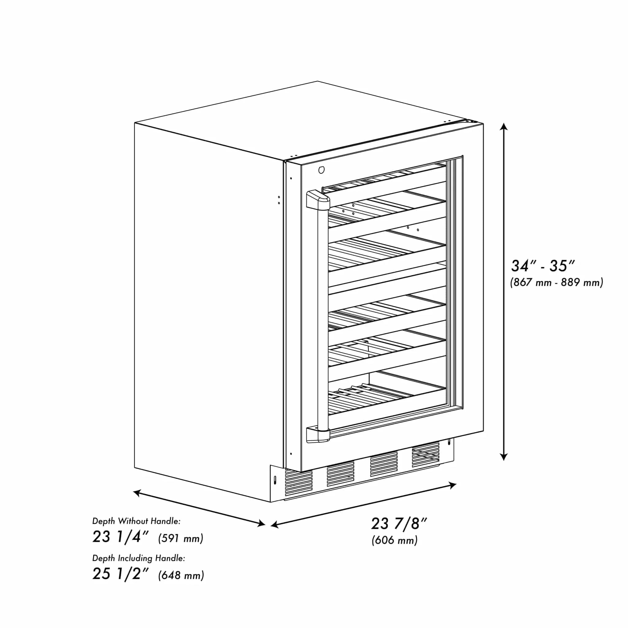 ZLINE Autograph 24 in. Dual Zone 44 Bottle Wine Cooler With Stainless Steel Glass Door And Matte Black Handle RWDOZ-GS-24-MB by Farmhouse Kitchen and Bath