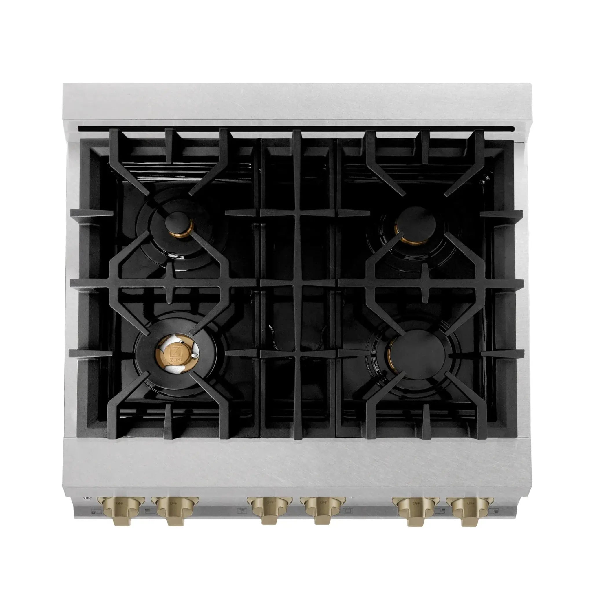 ZLINE Autograph 30" 4.0 cu. ft. Dual Fuel Range , Gas Stove Electric Oven Stainless Steel Champagne Bronze Accents RASZ-SN-30-CB by Farmhouse Kitchen and Bath