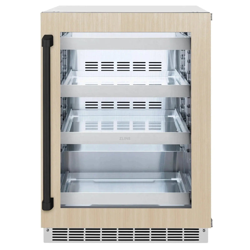 ZLINE Autograph Edition 24 in. Touchstone 151 Can Beverage Fridge With Panel Ready Glass Door And Matte Black Handle RBSPOZ-24-MB by Farmhouse Kitchen and Bath
