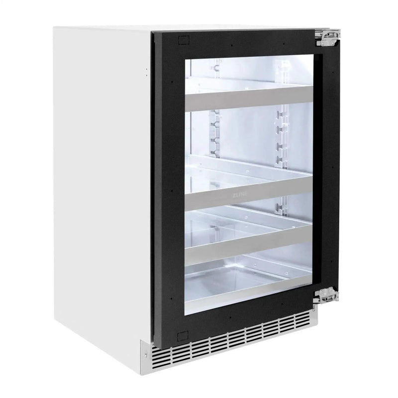 ZLINE Autograph Edition 24 in. Touchstone 151 Can Beverage Fridge With Panel Ready Glass Door And Polished Gold Handle RBSPOZ-24-G by Farmhouse Kitchen and Bath