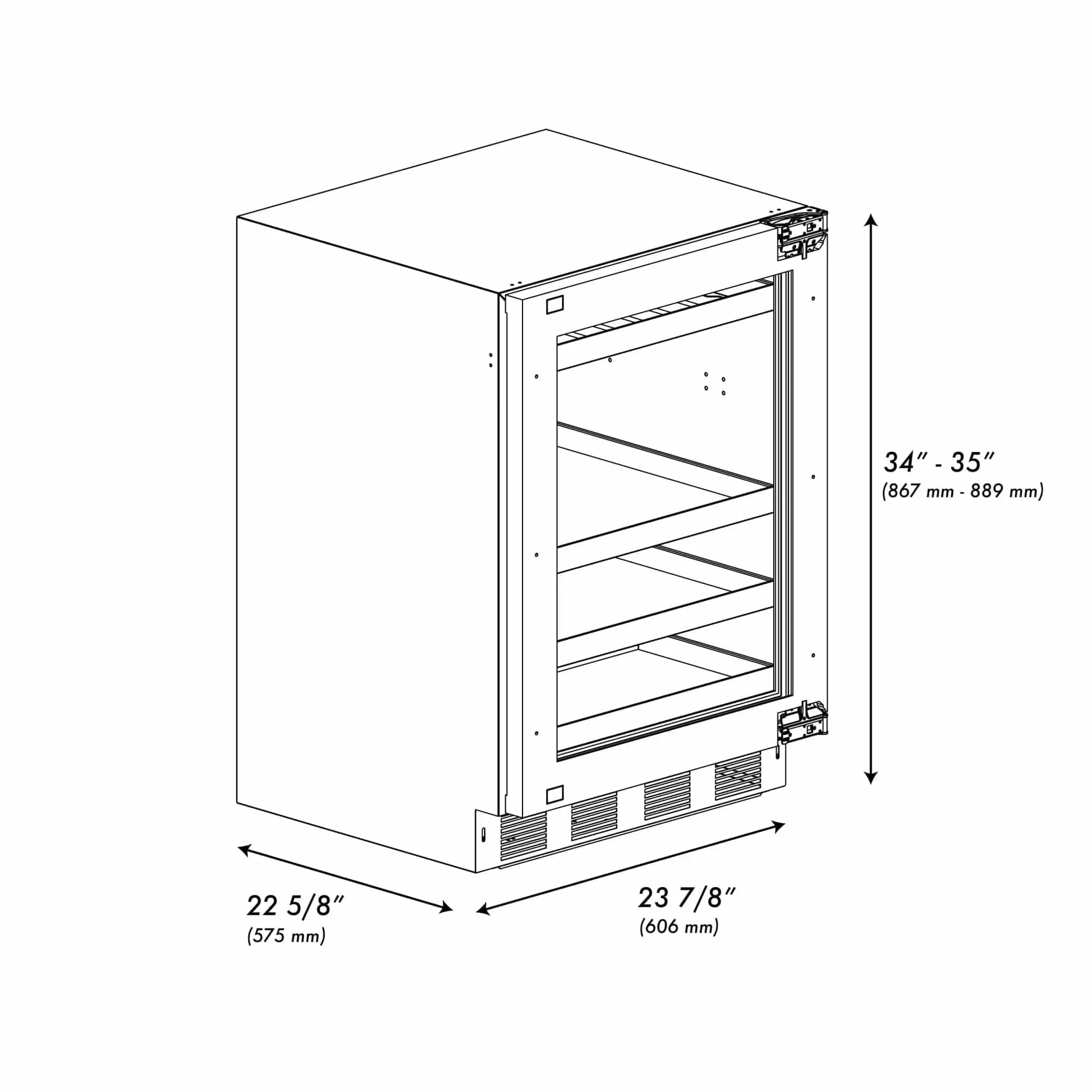 ZLINE Autograph Edition 24 in. Touchstone 151 Can Beverage Fridge With Panel Ready Glass Door And Polished Gold Handle RBSPOZ-24-G by Farmhouse Kitchen and Bath