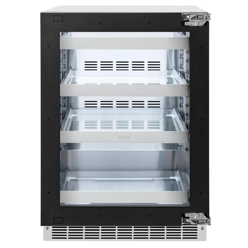 ZLINE Autograph Edition 24 in. Touchstone 151 Can Beverage Fridge With Panel Ready Glass Door And Polished Gold Handle RBSPOZ-24-G by Farmhouse Kitchen and Bath
