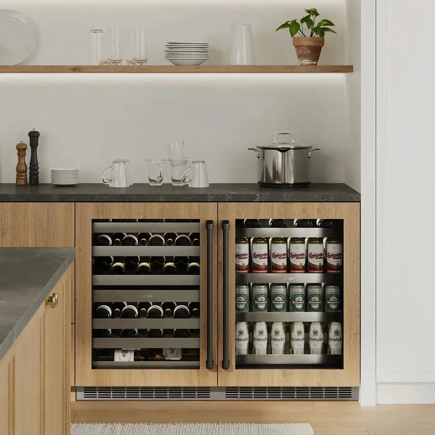 ZLINE Autograph Edition 24 in. Touchstone Dual Zone 44 Bottle Wine Cooler With Panel Ready Glass Door And Matte Black Handle RWDPOZ-24-MB by Farmhouse Kitchen and Bath