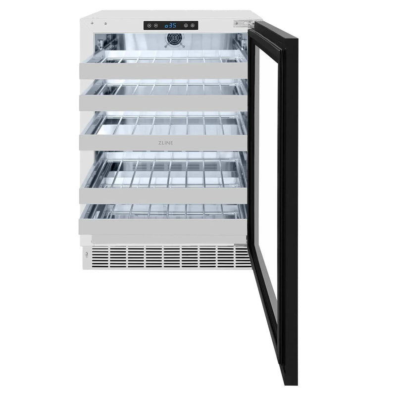 ZLINE Autograph Edition 24 in. Touchstone Dual Zone 44 Bottle Wine Cooler With Panel Ready Glass Door And Matte Black Handle RWDPOZ-24-MB by Farmhouse Kitchen and Bath