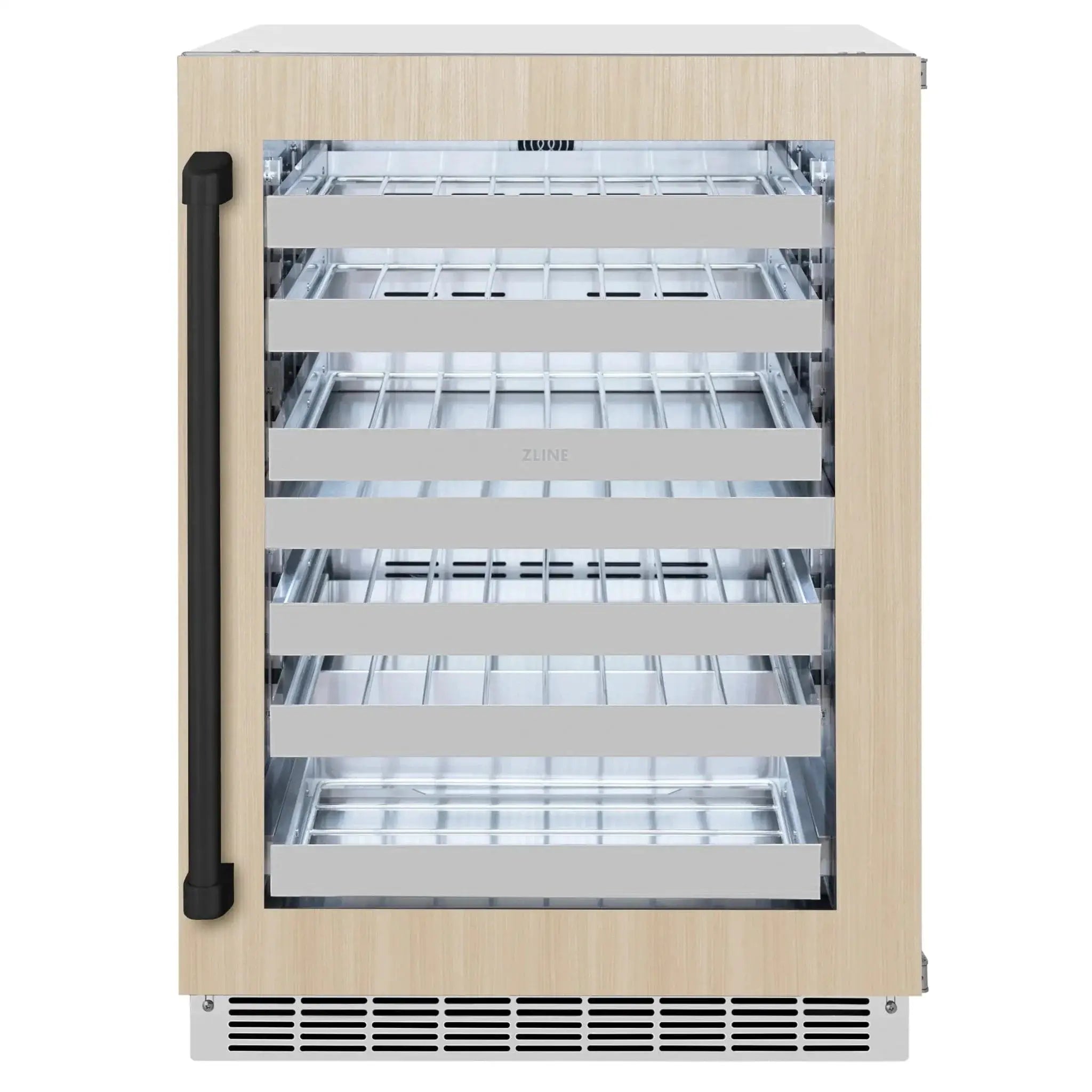 ZLINE Autograph Edition 24 in. Touchstone Dual Zone 44 Bottle Wine Cooler With Panel Ready Glass Door And Matte Black Handle RWDPOZ-24-MB by Farmhouse Kitchen and Bath