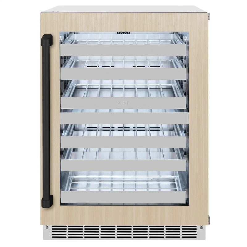 ZLINE Autograph Edition 24 in. Touchstone Dual Zone 44 Bottle Wine Cooler With Panel Ready Glass Door And Matte Black Handle RWDPOZ-24-MB by Farmhouse Kitchen and Bath