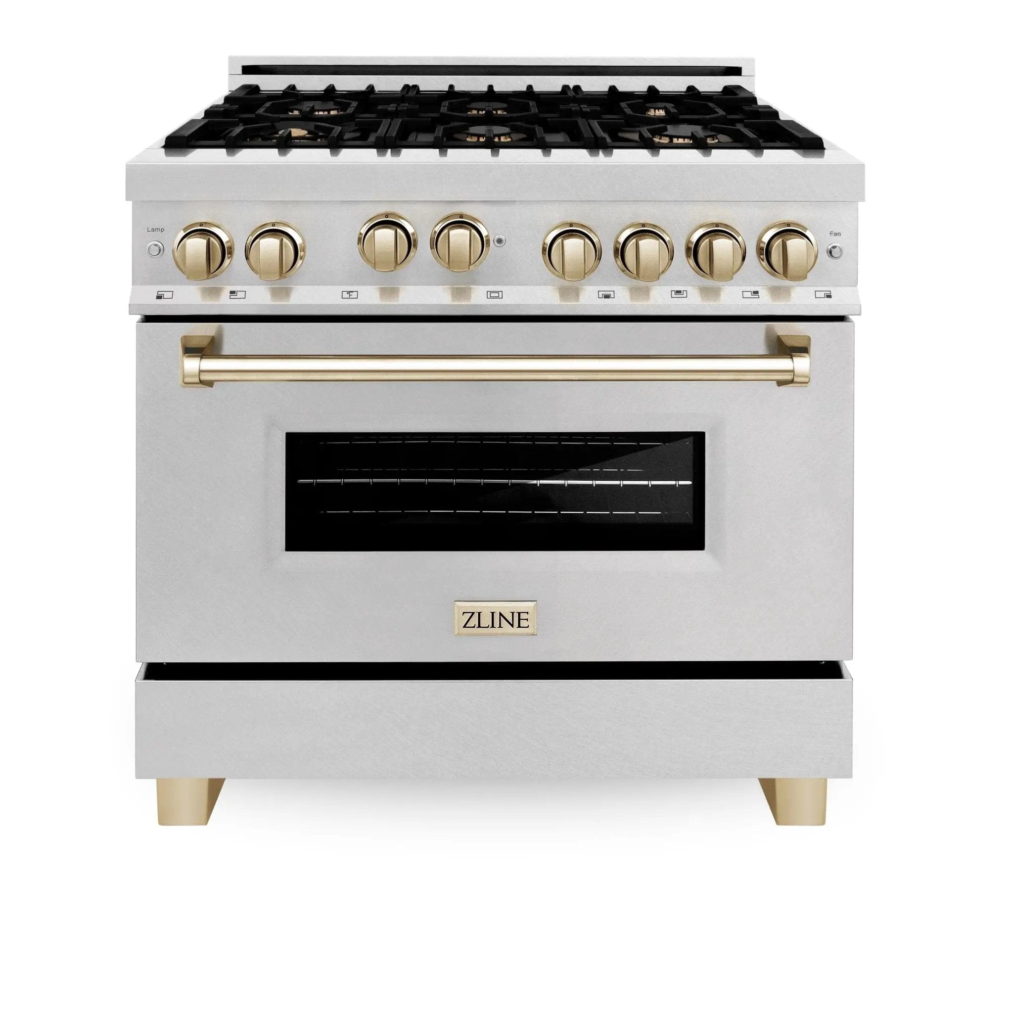 ZLINE Autograph Edition 36" Dual Fuel Range, Gold Accents, RAZ-36-G by Farmhouse Kitchen and Bath