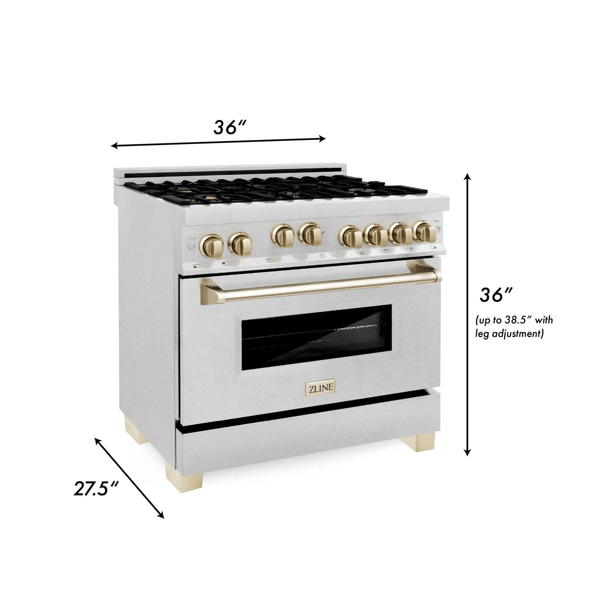 ZLINE Autograph Edition 36" Dual Fuel Range, Gold Accents, RAZ-36-G by Farmhouse Kitchen and Bath