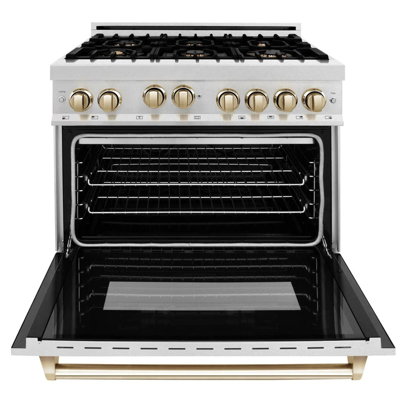 ZLINE Autograph Edition 36" Dual Fuel Range, Gold Accents, RAZ-36-G by Farmhouse Kitchen and Bath