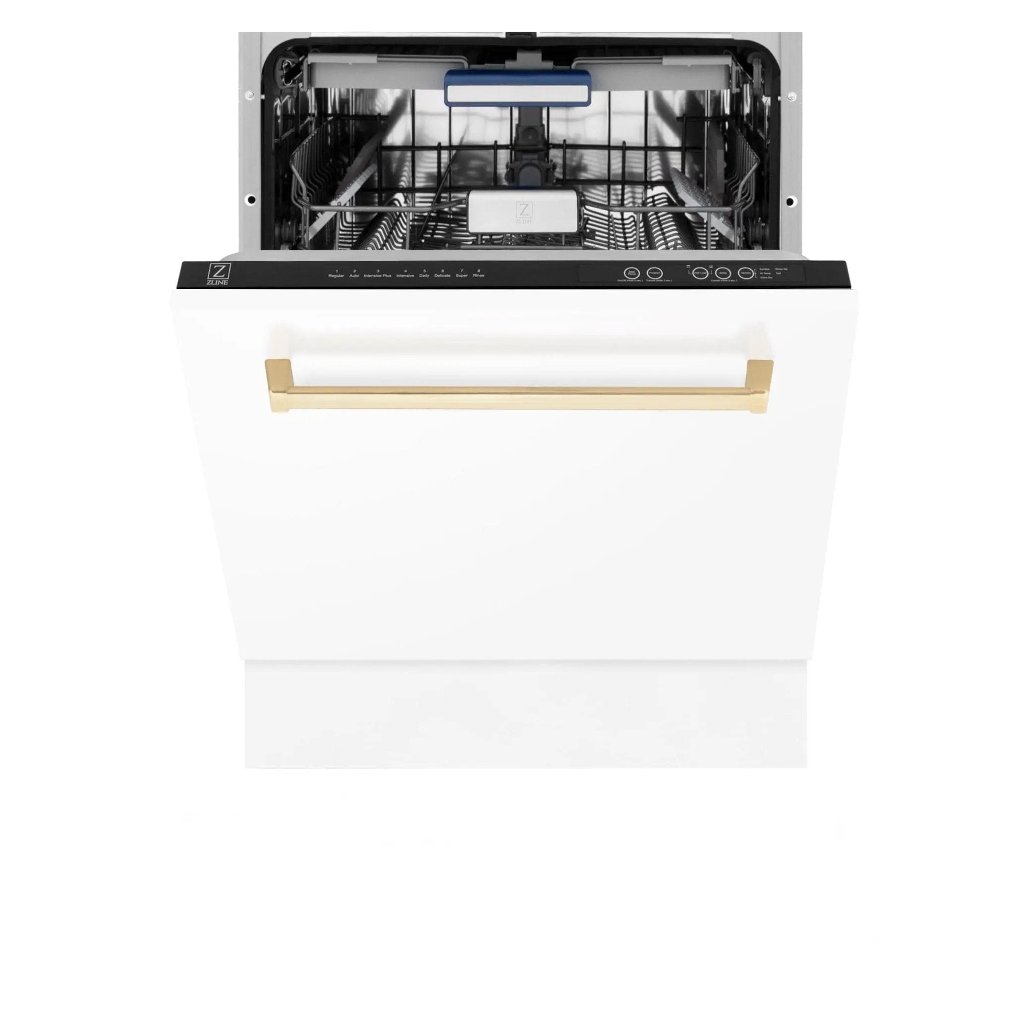 ZLINE Autograph White Door 24" Dishwasher, Gold Handle DWVZ-WM-24-G by Farmhouse Kitchen and Bath