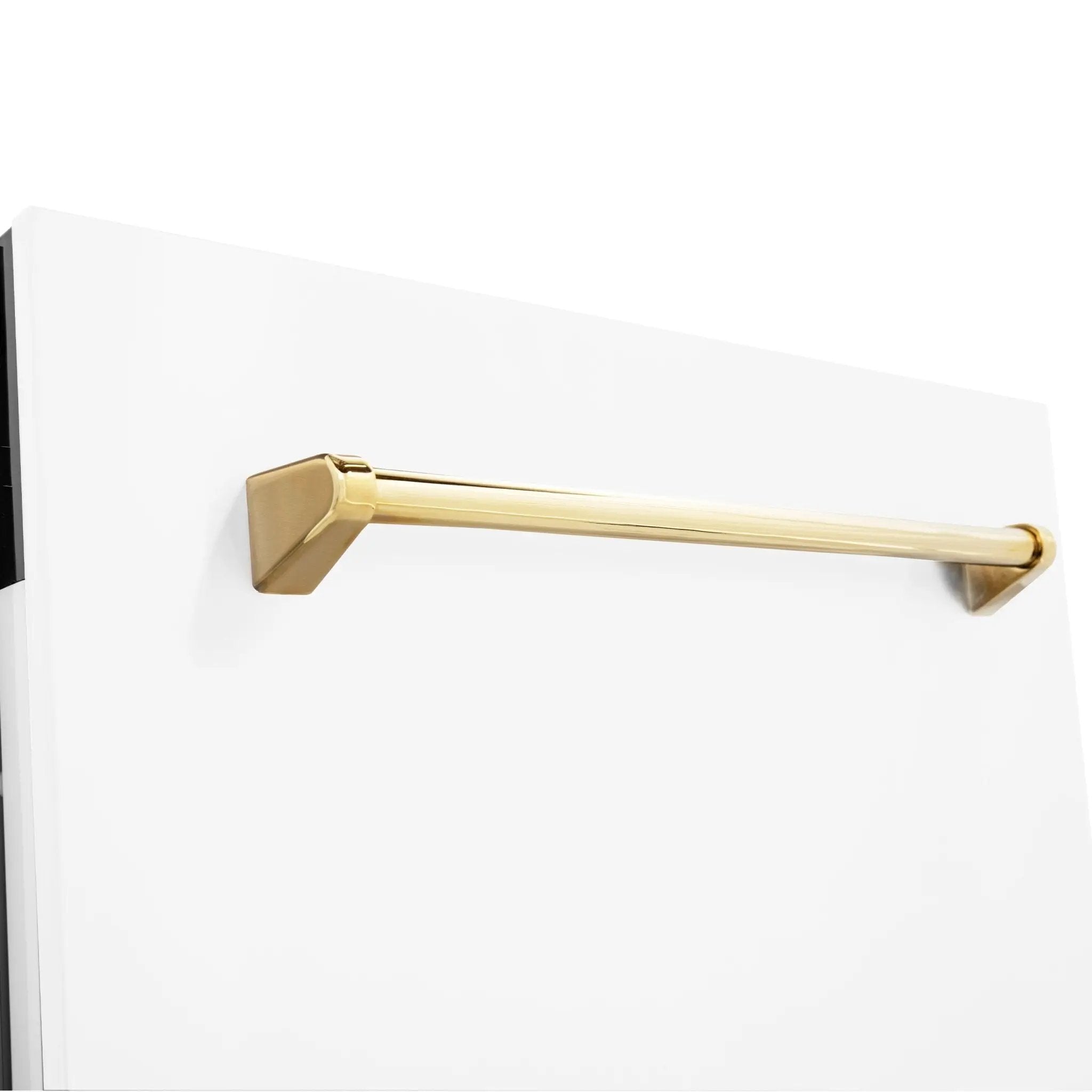 ZLINE Autograph White Door 24" Dishwasher, Gold Handle DWVZ-WM-24-G by Farmhouse Kitchen and Bath