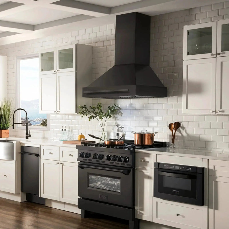 ZLINE Black Stainless Steel Range Hood with Black Stainless Steel Handle - BS655-30-BS by Farmhouse Kitchen and Bath