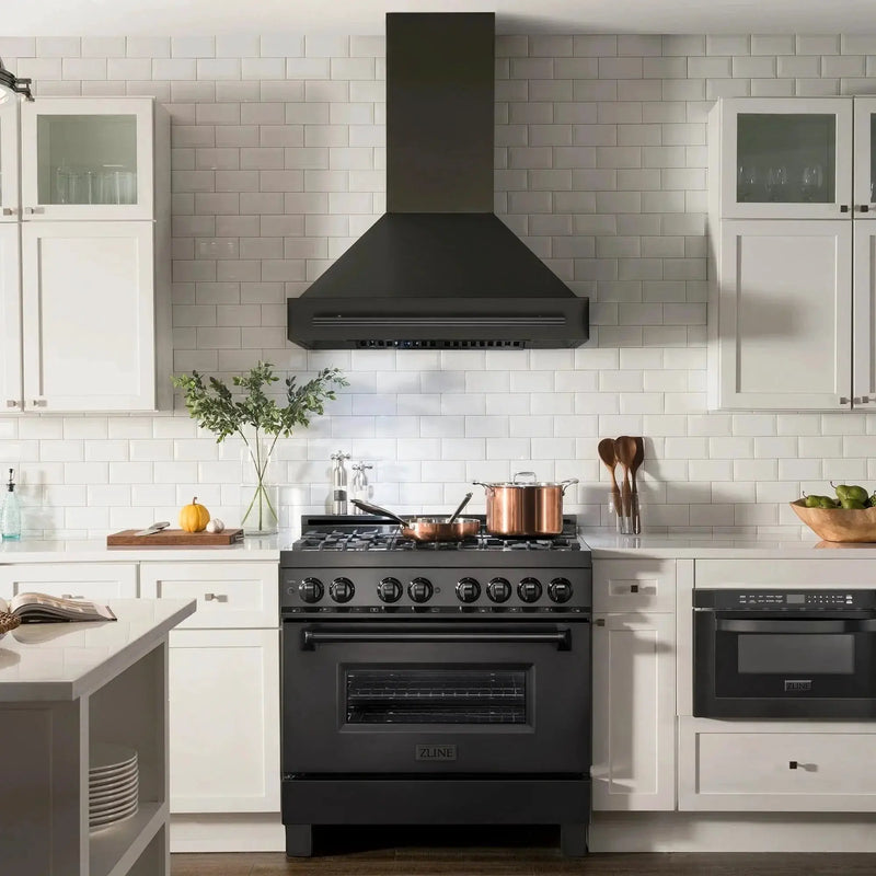 ZLINE Black Stainless Steel Range Hood with Black Stainless Steel Handle - BS655-30-BS by Farmhouse Kitchen and Bath