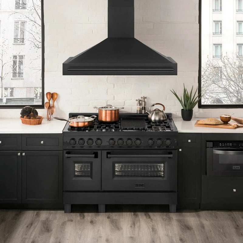ZLINE Black Stainless Steel Range Hood with Black Stainless Steel Handle - BS655-48-BS by Farmhouse Kitchen and Bath