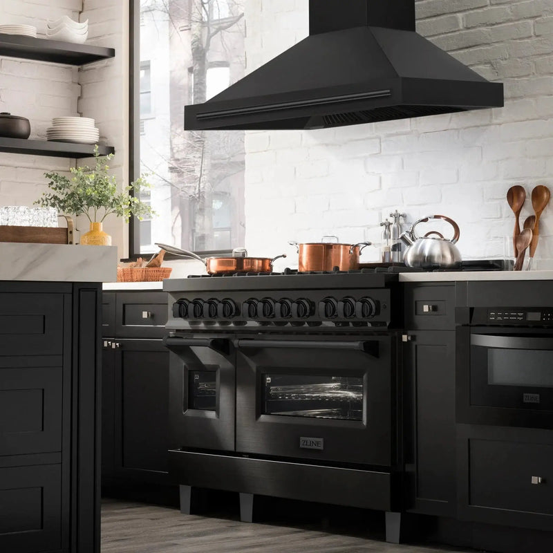 ZLINE Black Stainless Steel Range Hood with Black Stainless Steel Handle - BS655-48-BS by Farmhouse Kitchen and Bath