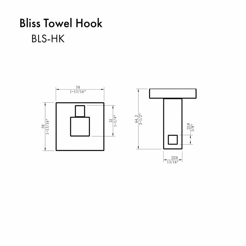 ZLINE Bliss Towel Hook BLS-HK-BN by Farmhouse Kitchen and Bath