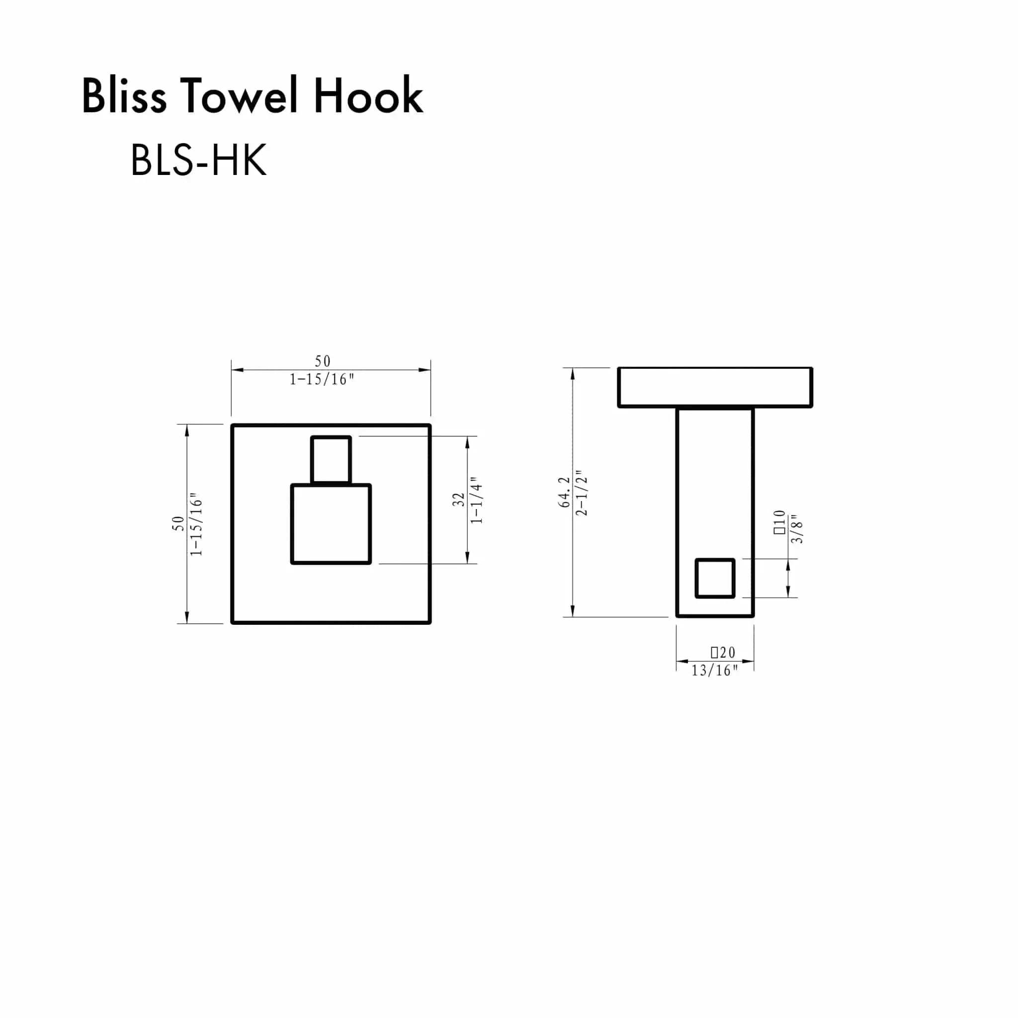 ZLINE Bliss Towel Hook BLS-HK-MB by Farmhouse Kitchen and Bath