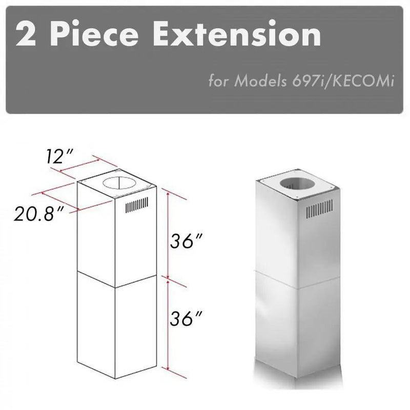 ZLINE Chimney Extension for 10'-12' Ceiling, 2PCEXT-697i/KECOMi by Farmhouse Kitchen and Bath