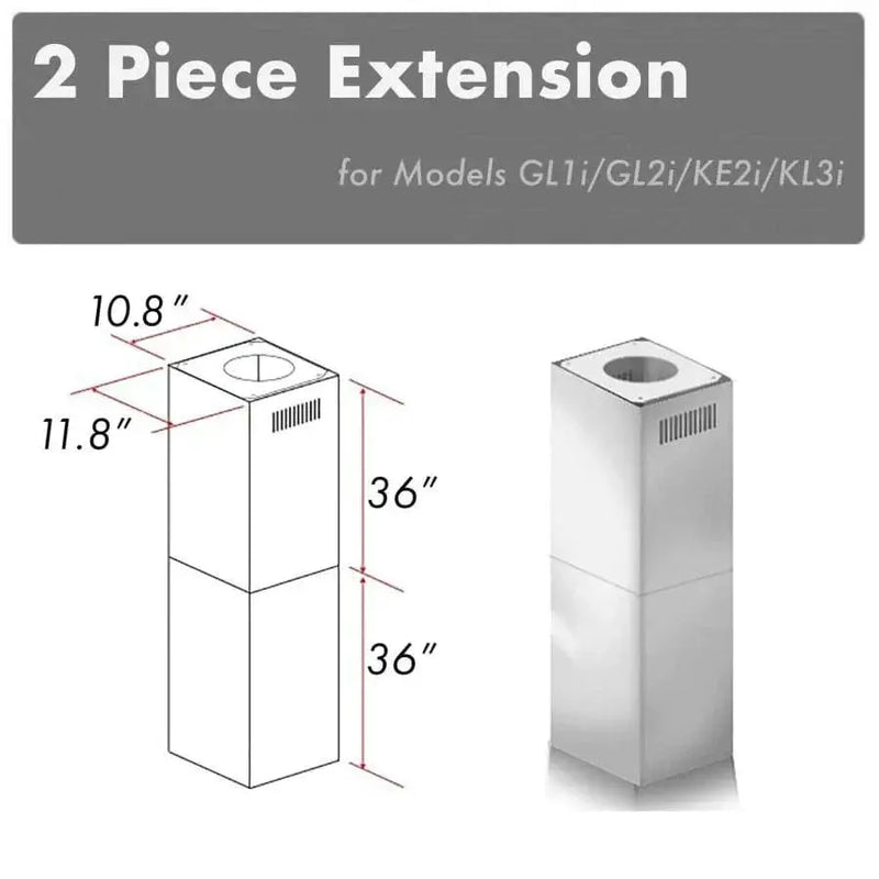 ZLINE Chimney Extension for 10'-12' Ceiling, 2PCEXT-GL1i/GL2i/KE2i/KL3i by Farmhouse Kitchen and Bath