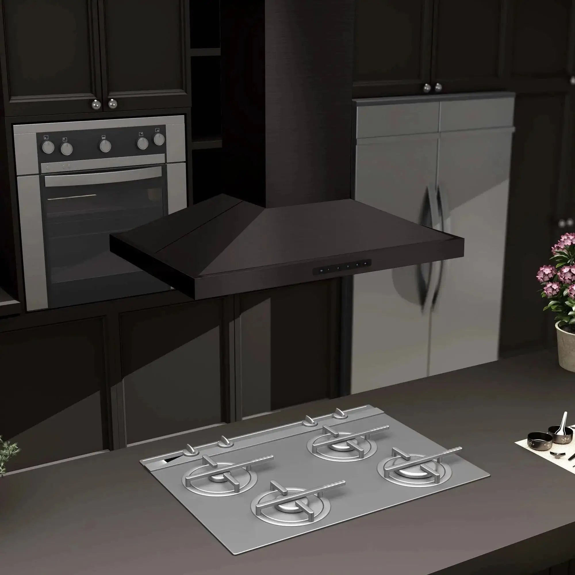 ZLINE Convertible Vent Island Mount Range Hood in Black Stainless Steel BSGL2iN-42 by Farmhouse Kitchen and Bath