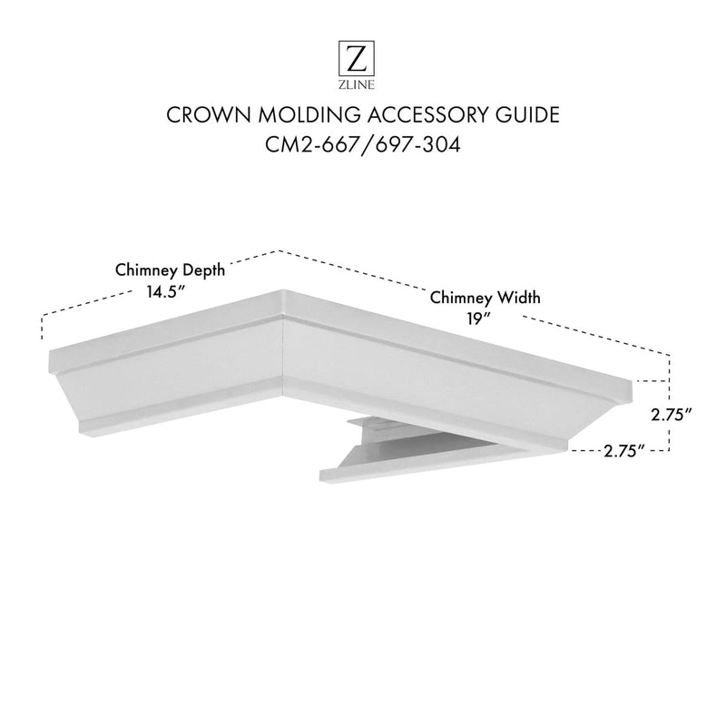 ZLINE Crown Molding #2 for Wall Range Hood, CM2-667/697-304 by Farmhouse Kitchen and Bath
