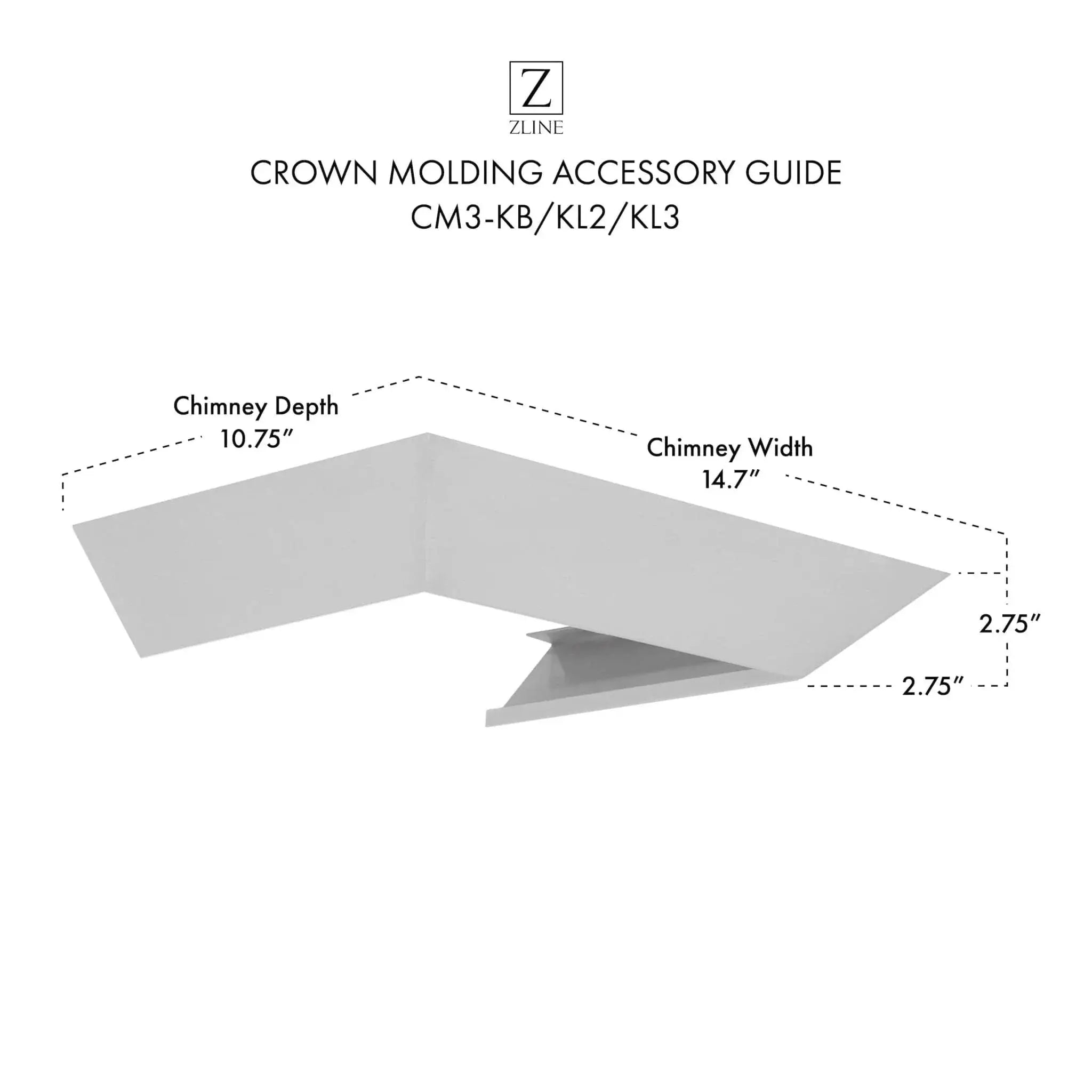 ZLINE Crown Molding #3 for Wall Range Hood, CM3-KB/KL2/KL3 by Farmhouse Kitchen and Bath