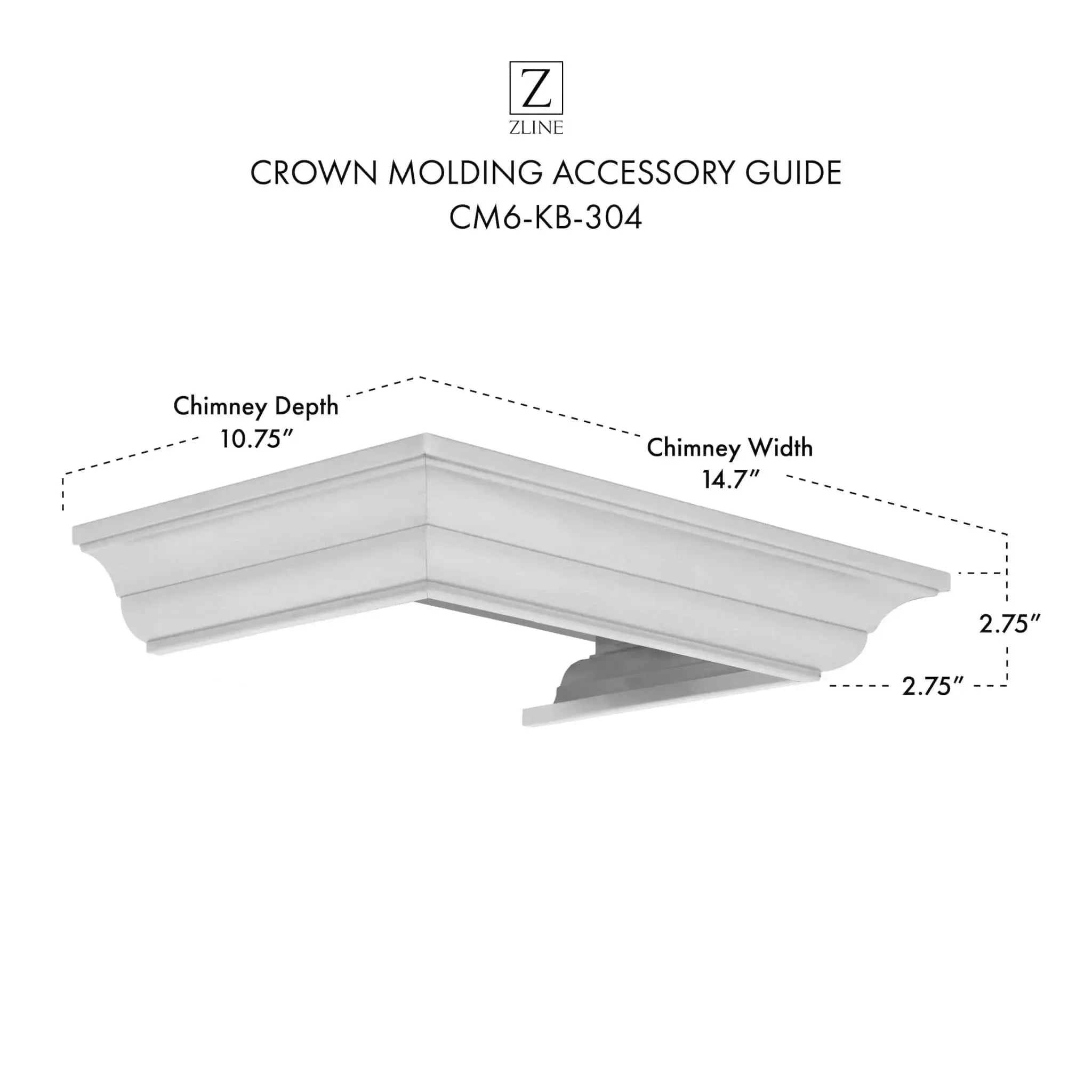 ZLINE Crown Molding Profile 6 for Wall Mount Range Hood CM6-KB-304 by Farmhouse Kitchen and Bath